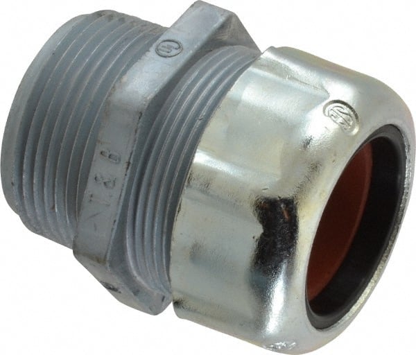 Thomas & Betts - 0.88 to 1.065" Cable Capacity, Liquidtight, Straight Strain Relief Cord Grip - 1-1/4 NPT Thread, 2-5/32" Long, Zinc - Exact Tooling