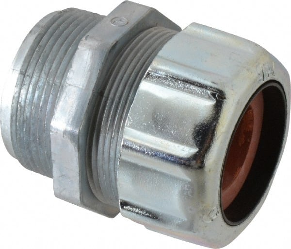 Thomas & Betts - 13/16 to 1" Cable Capacity, Liquidtight, Straight Strain Relief Cord Grip - 1-1/2 NPT Thread, 2-1/2" Long, Zinc - Exact Tooling