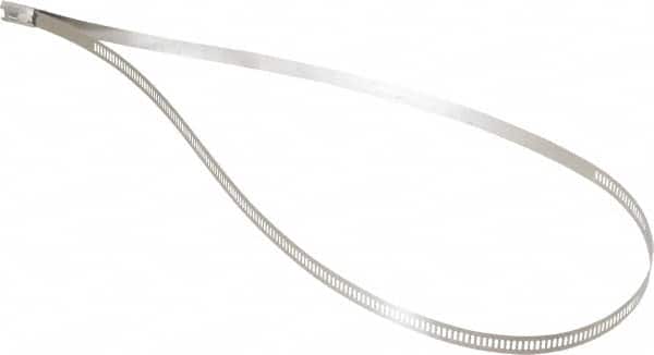 Thomas & Betts - 24" Long Black Stainless Steel Standard Cable Tie - 250 Lb Tensile Strength, 0.25mm Thick, 3" Max Bundle Diam - Exact Tooling