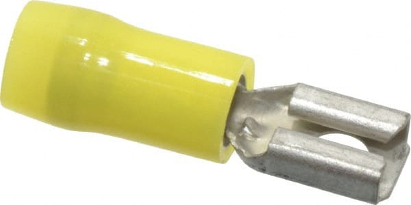 Thomas & Betts - 12 to 10 AWG, Nylon, Fully Insulated, Female Wire Disconnect - 1/4 Inch Wide Tab, Yellow, CSA Certified, RoHS Compliant, UL 94 V-2, UL File E66716, UL Listed - Exact Tooling