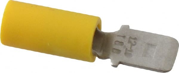 Thomas & Betts - 12 to 10 AWG, Vinyl, Fully Insulated, Male Wire Disconnect - 1/4 Inch Wide Tab, Yellow, CSA Certified, RoHS Compliant, UL 94 V-0, UL File E66716, UL Listed - Exact Tooling