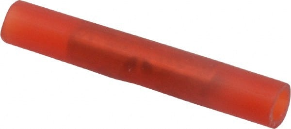 Thomas & Betts - 22 to 18 AWG Compatible, Nylon Fully Insulated, Crimp-On Butt Splice Terminal - 2 Wire Entries, Copper Contacts, Tin Contact Plating, 1.19" OAL, Red - Exact Tooling