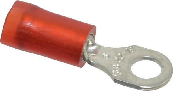 Thomas & Betts - 22-16 AWG Partially Insulated Crimp Connection D Shaped Ring Terminal - #6 Stud, 0.86" OAL x 0.26" Wide, Tin Plated Copper Contact - Exact Tooling