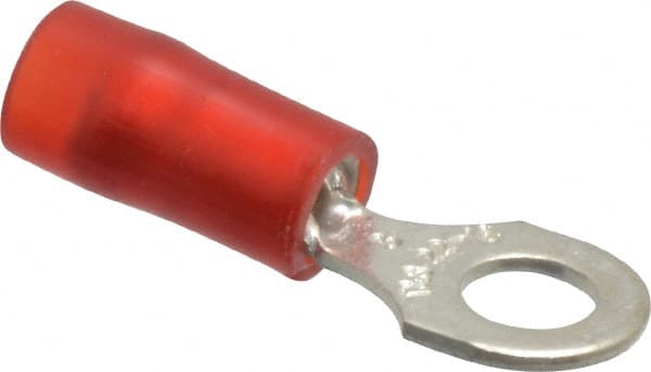 Thomas & Betts - 22-16 AWG Partially Insulated Crimp Connection D Shaped Ring Terminal - #8 Stud, 0.89" OAL x 0.26" Wide, Tin Plated Copper Contact - Exact Tooling