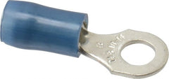 Thomas & Betts - 18-14 AWG Partially Insulated Crimp Connection D Shaped Ring Terminal - #8 Stud, 0.89" OAL x 0.31" Wide, Tin Plated Copper Contact - Exact Tooling