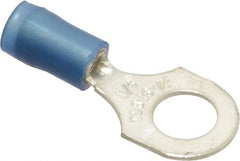 Thomas & Betts - 18-14 AWG Partially Insulated Crimp Connection D Shaped Ring Terminal - 1/4" Stud, 1.08" OAL x 0.47" Wide, Tin Plated Copper Contact - Exact Tooling