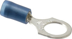 Thomas & Betts - 18-14 AWG Partially Insulated Crimp Connection D Shaped Ring Terminal - 5/16" Stud, 1.08" OAL x 0.47" Wide, Tin Plated Copper Contact - Exact Tooling