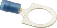 Thomas & Betts - 18-14 AWG Partially Insulated Crimp Connection D Shaped Ring Terminal - 1/2" Stud, 1-1/4" OAL x 0.72" Wide, Tin Plated Copper Contact - Exact Tooling