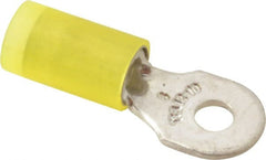 Thomas & Betts - 12-10 AWG Partially Insulated Crimp Connection D Shaped Ring Terminal - #6 Stud, 1" OAL x 0.37" Wide, Tin Plated Copper Contact - Exact Tooling