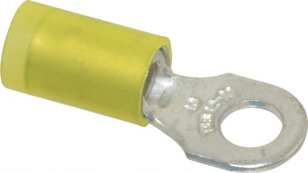 Thomas & Betts - 12-10 AWG Partially Insulated Crimp Connection D Shaped Ring Terminal - #10 Stud, 1" OAL x 0.37" Wide, Tin Plated Copper Contact - Exact Tooling