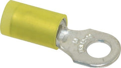 Thomas & Betts - 12-10 AWG Partially Insulated Crimp Connection D Shaped Ring Terminal - #10 Stud, 1" OAL x 0.37" Wide, Tin Plated Copper Contact - Exact Tooling