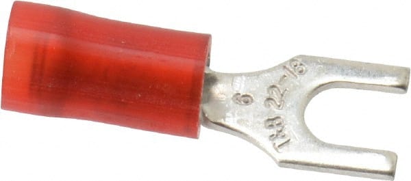 Thomas & Betts - #6 Stud, 22 to 16 AWG Compatible, Partially Insulated, Crimp Connection, Standard Fork Terminal - Exact Tooling