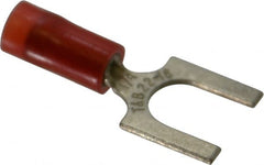 Thomas & Betts - 1/4" Stud, 22 to 16 AWG Compatible, Partially Insulated, Crimp Connection, Standard Fork Terminal - Exact Tooling