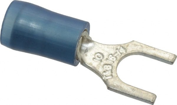 Thomas & Betts - #10 Stud, 18 to 14 AWG Compatible, Partially Insulated, Crimp Connection, Standard Fork Terminal - Exact Tooling