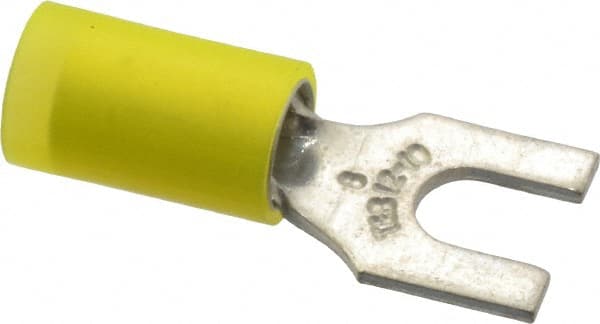 Thomas & Betts - #8 Stud, 12 to 10 AWG Compatible, Partially Insulated, Crimp Connection, Standard Fork Terminal - Exact Tooling