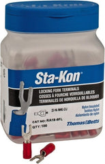 Thomas & Betts - #6 Stud, 22 to 16 AWG Compatible, Partially Insulated, Crimp Connection, Locking Fork Terminal - Exact Tooling