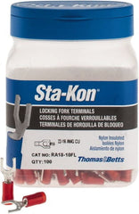 Thomas & Betts - #10 Stud, 22 to 16 AWG Compatible, Partially Insulated, Crimp Connection, Locking Fork Terminal - Exact Tooling