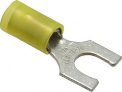 Thomas & Betts - 1/4" Stud, 12 to 10 AWG Compatible, Partially Insulated, Crimp Connection, Locking Fork Terminal - Exact Tooling