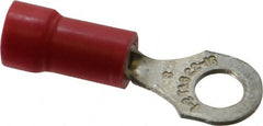 Thomas & Betts - 22-16 AWG Partially Insulated Crimp Connection D Shaped Ring Terminal - #8 Stud, 0.97" OAL x 0.31" Wide, Tin Plated Copper Contact - Exact Tooling