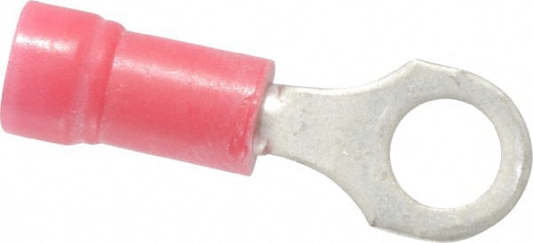 Thomas & Betts - 22-16 AWG Partially Insulated Crimp Connection D Shaped Ring Terminal - #10 Stud, 0.97" OAL x 0.31" Wide, Tin Plated Copper Contact - Exact Tooling
