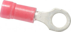 Thomas & Betts - 22-16 AWG Partially Insulated Crimp Connection D Shaped Ring Terminal - #10 Stud, 0.97" OAL x 0.31" Wide, Tin Plated Copper Contact - Exact Tooling