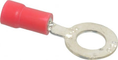 Thomas & Betts - 22-16 AWG Partially Insulated Crimp Connection D Shaped Ring Terminal - 1/4" Stud, 1.13" OAL x 1/2" Wide, Tin Plated Copper Contact - Exact Tooling