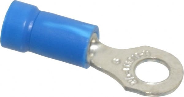 Thomas & Betts - 18-14 AWG Partially Insulated Crimp Connection D Shaped Ring Terminal - #8 Stud, 0.97" OAL x 0.31" Wide, Tin Plated Copper Contact - Exact Tooling