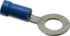 Thomas & Betts - 18-14 AWG Partially Insulated Crimp Connection D Shaped Ring Terminal - 1/4" Stud, 1.14" OAL x 1/2" Wide, Tin Plated Copper Contact - Exact Tooling