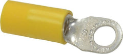 Thomas & Betts - 12-10 AWG Partially Insulated Crimp Connection D Shaped Ring Terminal - #10 Stud, 1.06" OAL x 0.31" Wide, Tin Plated Copper Contact - Exact Tooling