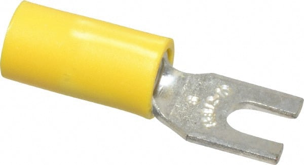 Thomas & Betts - #6 Stud, 12 to 10 AWG Compatible, Partially Insulated, Crimp Connection, Standard Fork Terminal - Exact Tooling