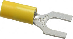 Thomas & Betts - 1/4" Stud, 12 to 10 AWG Compatible, Partially Insulated, Crimp Connection, Standard Fork Terminal - Exact Tooling