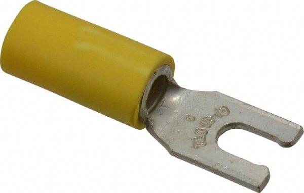 Thomas & Betts - #6 Stud, 12 to 10 AWG Compatible, Partially Insulated, Crimp Connection, Locking Fork Terminal - Exact Tooling