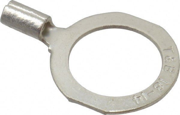 Thomas & Betts - 18-14 AWG Noninsulated Crimp Connection D Shaped Ring Terminal - 1/2" Stud, 1.06" OAL x 0.72" Wide, Tin Plated Copper Contact - Exact Tooling