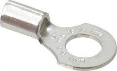 Thomas & Betts - 12-10 AWG Noninsulated Crimp Connection D Shaped Ring Terminal - 1/4" Stud, 0.91" OAL x 1/2" Wide, Tin Plated Copper Contact - Exact Tooling