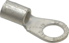 Thomas & Betts - 6 AWG Noninsulated Crimp Connection Circular Ring Terminal - 3/8" Stud, 1.32" OAL x 0.6" Wide, Tin Plated Copper Contact - Exact Tooling