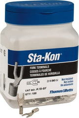 Thomas & Betts - #6 Stud, 22 to 16 AWG Compatible, Noninsulated, Crimp Connection, Standard Fork Terminal - Exact Tooling