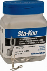 Thomas & Betts - #6 Stud, 22 to 16 AWG Compatible, Noninsulated, Crimp Connection, Locking Fork Terminal - Exact Tooling