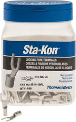 Thomas & Betts - #10 Stud, 18 to 14 AWG Compatible, Noninsulated, Crimp Connection, Locking Fork Terminal - Exact Tooling