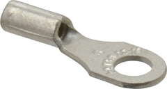 Thomas & Betts - 22-16 AWG Noninsulated Crimp Connection D Shaped Ring Terminal - #6 Stud, 0.72" OAL x 1/4" Wide, Tin Plated Copper Contact - Exact Tooling