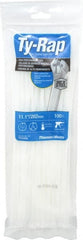 Thomas & Betts - 11.1" Long Natural (Color) Nylon Standard Cable Tie - 30 Lb Tensile Strength, 1.31mm Thick, 76.2mm Max Bundle Diam - Exact Tooling