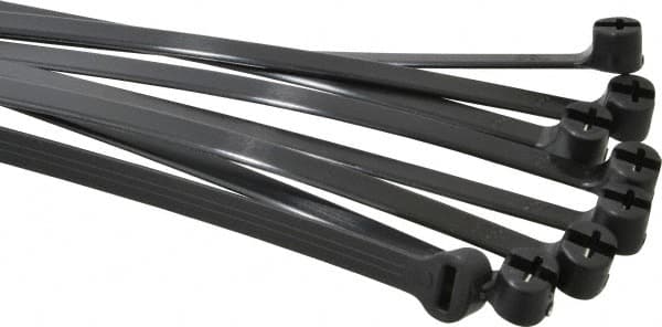 Thomas & Betts - 8-3/4" Long Black Nylon Standard Cable Tie - 120 Lb Tensile Strength, 1.27mm Thick, 50.8mm Max Bundle Diam - Exact Tooling