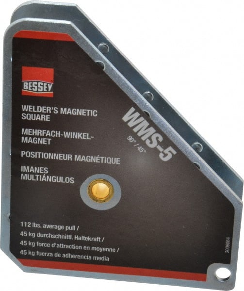 Bessey - 3-3/4" Wide x 3/4" Deep x 4-3/8" High Magnetic Welding & Fabrication Square - 112 Lb Average Pull Force - Exact Tooling