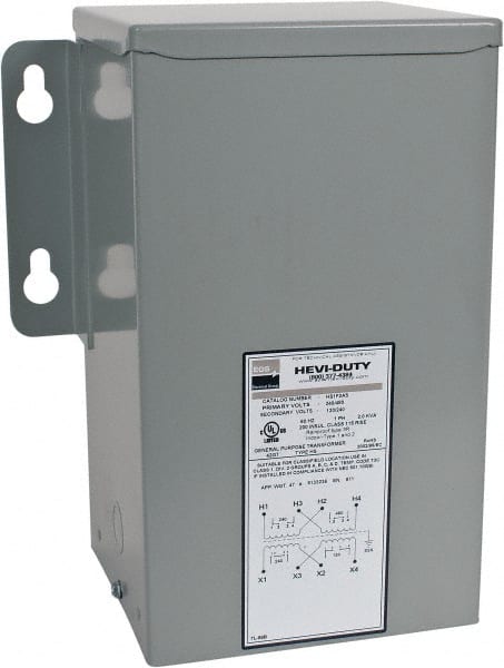 Sola/Hevi-Duty - 1 Phase, 240-480 Volt Input, 120/240 Volt Output, 60 Hz, 2 kVA, General Purpose Transformer - 4, 12, 3R, 4X NEMA Rating, 239°F Temp Rise, 10 Inch Wide x 7 Inch Deep x 12 Inch High, Indoor, Outdoor, Wall Mount - Exact Tooling