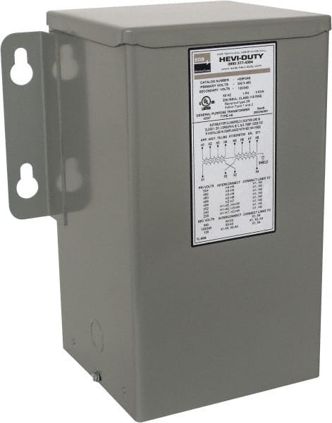 Sola/Hevi-Duty - 1 Phase, 240-480 Volt Input, 120/240 Volt Output, 60 Hz, 3 kVA, General Purpose Transformer - 4, 12, 3R, 4X NEMA Rating, 239°F Temp Rise, 10 Inch Wide x 7 Inch Deep x 12 Inch High, Indoor, Outdoor, Wall Mount - Exact Tooling