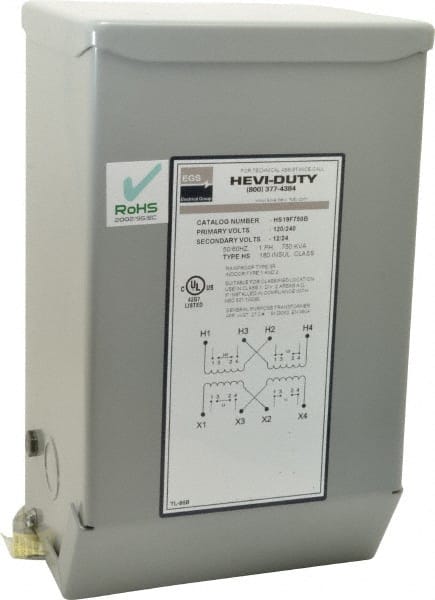 Sola/Hevi-Duty - 120/240 Input Volt, 12/24 Output Volt, 60 Hz, Buck Boost Transformer - 1 Phase, 6 Inch Wide x 5 Inch Deep x 10 Inch High, cULus Listed E77014 - Exact Tooling