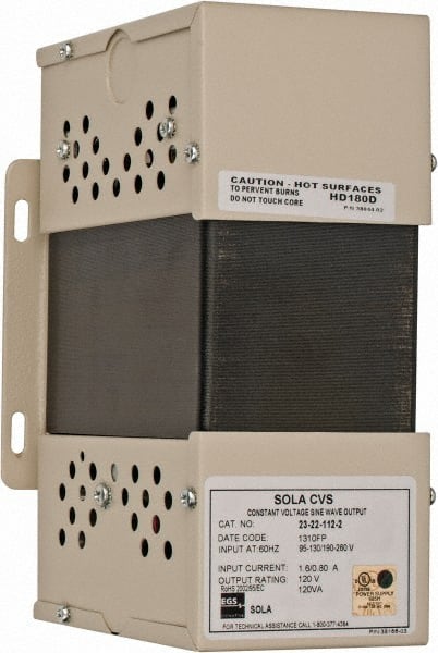 Sola/Hevi-Duty - 240 Volt Max Input, 120 VA, Hardwired Power Conditioner - 120 Volt Output, 4 Inch Wide x 8 Inch High x 5 Inch Deep - Exact Tooling