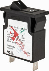 Carling Switch - 5 Amp, 277 VAC, 65 VDC, 1 Pole, Panel Mount Miniature Circuit Breaker - Hydraulic Magnetic Trip, 38.8mm Deep x 39.62mm High x 35.41mm Wide - Exact Tooling