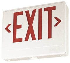 Lithonia Lighting - 1 Face, White, Thermoplastic, LED, Illuminated Exit Sign - 120/277 VAC, Nickel Cadmium, Universal Mounted, 11-3/4 Inch Long x 2 Inch Wide x 7-5/8 Inch High - Exact Tooling