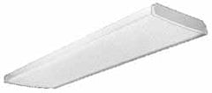 Lithonia Lighting - 4 Lamp, 4 Ft. Long, 32 Watt, Stem and Surface Mounted, Fluorescent Lamp Wraparound Light Fixture - 120-277 Volt, White, Electronic Ballast - Exact Tooling
