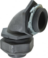 Thomas & Betts - 1-1/4" Trade, Thermoplastic Threaded Angled Liquidtight Conduit Connector - Insulated - Exact Tooling